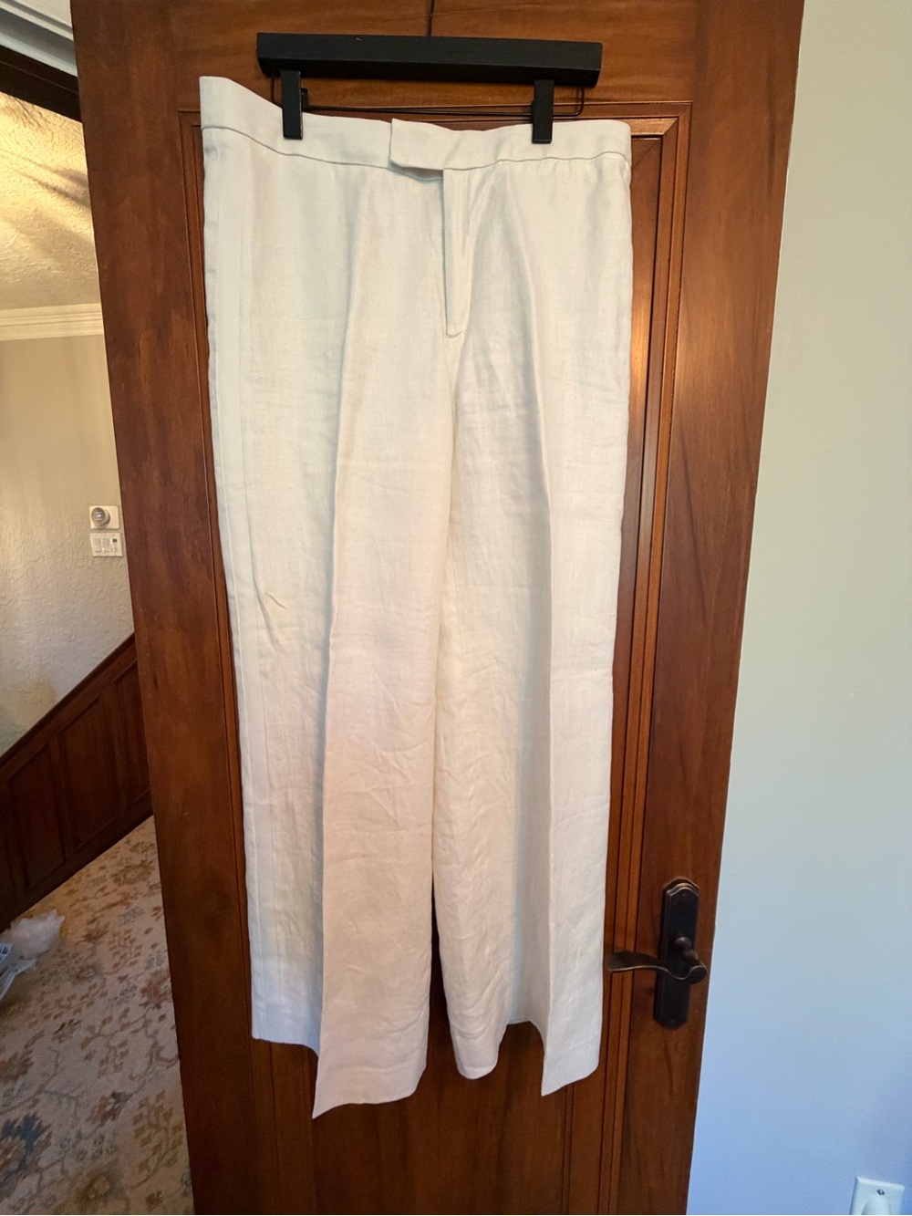 Banana Republic Cream Linen-Blend Wide Leg Chinos